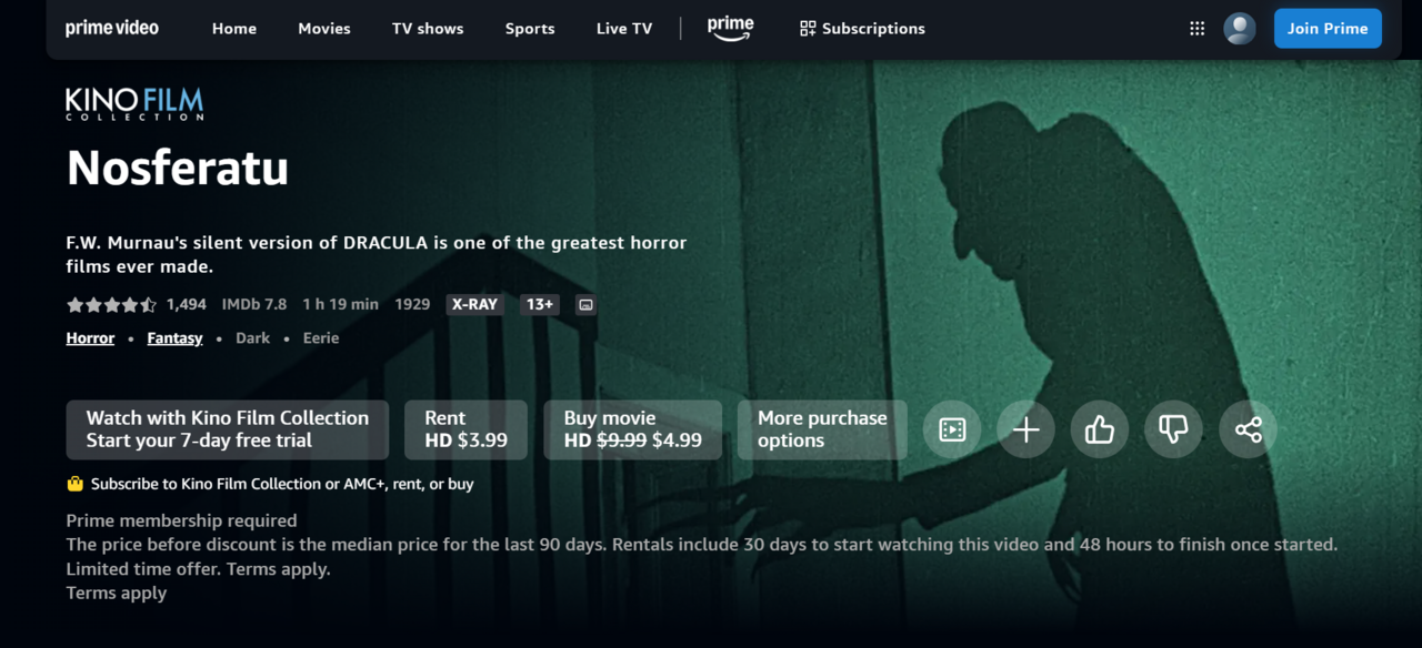 Amazon Prime Video example screenshot