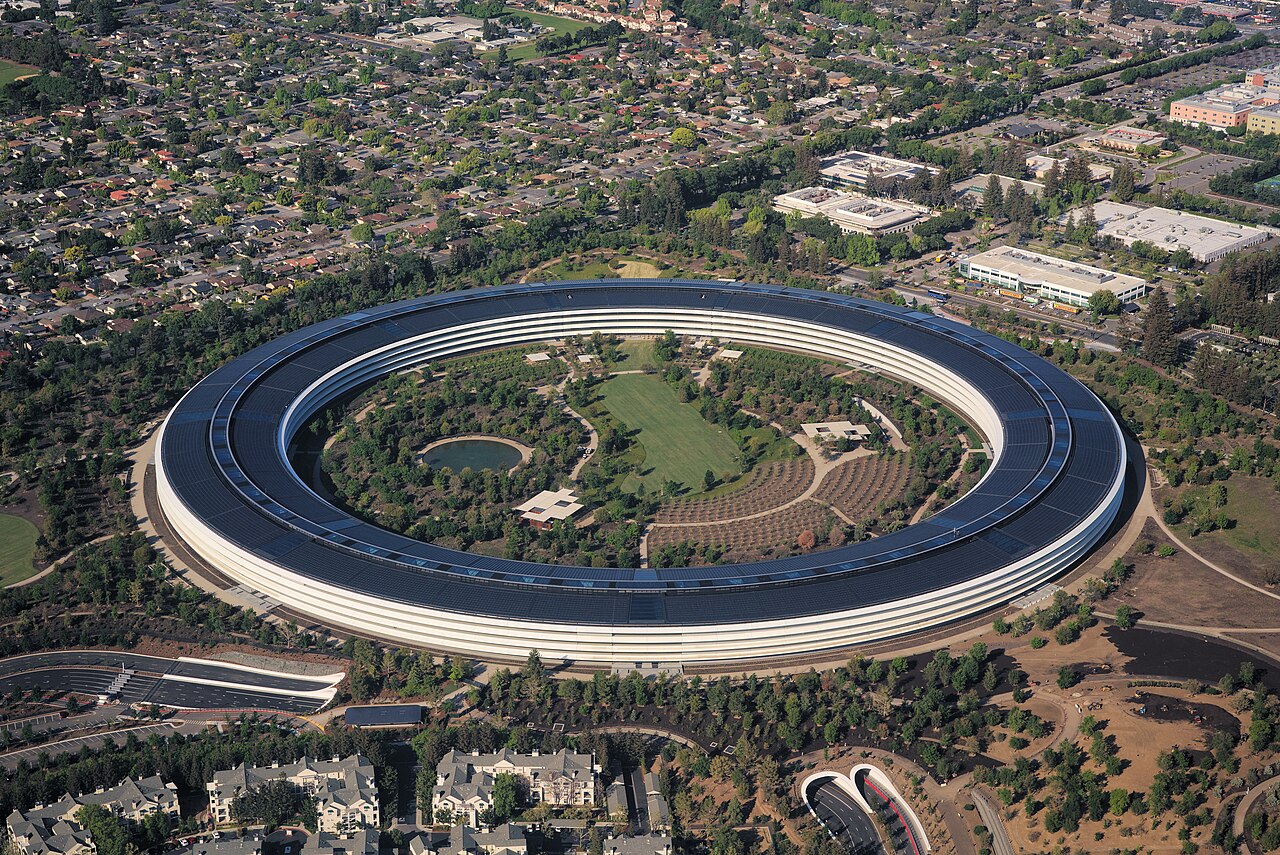 Vista aérea do Apple Park, sede da Apple em Cupertino