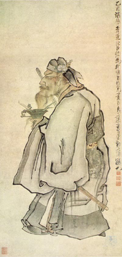 Zhong Kui, o caçador de demônios, em pintura clássica de Chen Hongshou