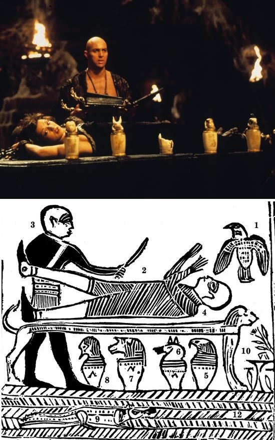 Escena de sacrificio ofrecido a dioses idolátricos en el film The Mummy de 1999